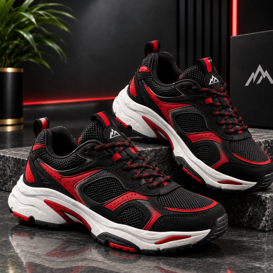 Black & Red Premium Running Sneakers