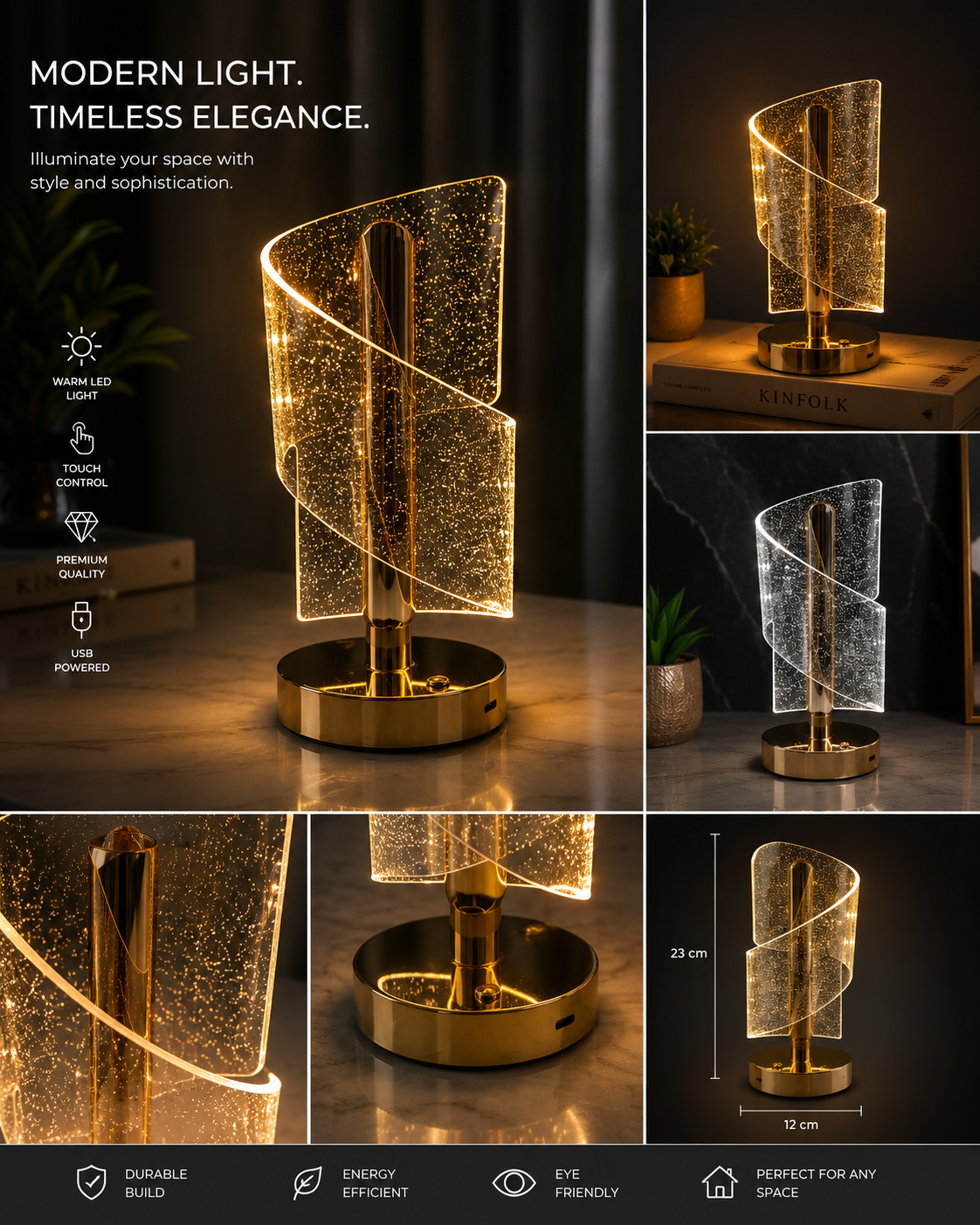 Crystal Luxury Modern LED Table Lamp